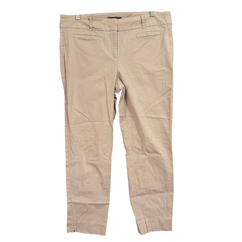 Ann Taylor Womens Pants Tan Mid Rise Devin Cropped Leg Stretch Minimalist 10